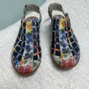 Rieker Women's Sina 78 Low-Heeled Sling-back Shoe Ice-Multi/Ocean Size 39 EU 8.5